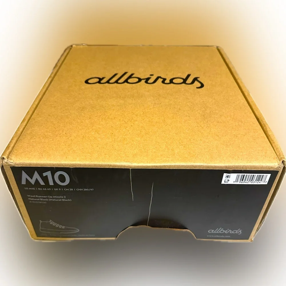 ALLBIRDS RUNNER UP MIZZLE 2 M10 NATURAL BLACK WOOL WITH BOX A10107M100 CASUAL
